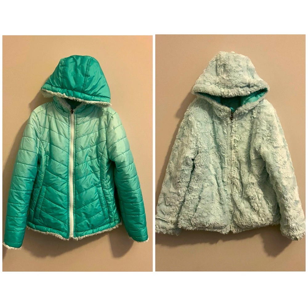 Girls SO Faux Fur Reversible Jacket, size 7/8